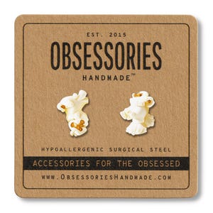 Popcorn Earrings Movie Earrings Miniature Food Earrings Food Stud Earring Popcorn Jewelry Popcorn Gift Popcorn Lover Gift Movie Theater Gift
