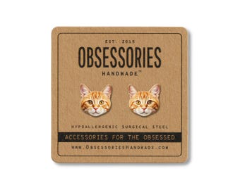 Orange Tabby Cat Earrings Orange Cat Stud Earrings Tabby Cat Jewelry Cute Cat Gift For Cat Mom Gift For Cat Lover Gift For Cat Owner Gift