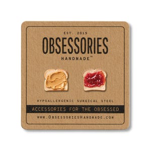 Peanut Butter And Jelly Sandwich PB&J PBJ Best Friend Earring Food Stud Earring Friend Jewelry Gift Best Friends Forever Gift BFF Gift