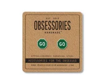 Green Go Sign Stud Earrings Red Stop Sign Jewelry Street Sign Accessories Road Sign Gift Traffic Sign Always On The Go Get Going Never Stop