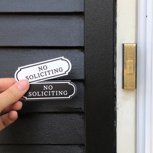 Black & White No Soliciting Sign Sticker Small No Soliciting Sticker No Soliciting Decal Waterproof Outdoor Vinyl Sticker For Ring Doorbell