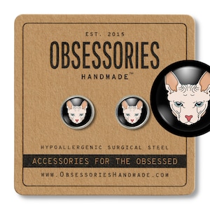 Sphynx Cat Earrings Hairless Cat Stud Earrings Cat Post Earrings Cat Jewelry Cat Gift Crazy Cat Lady Gift Cat Mom Mommy Momma Fur Baby Child