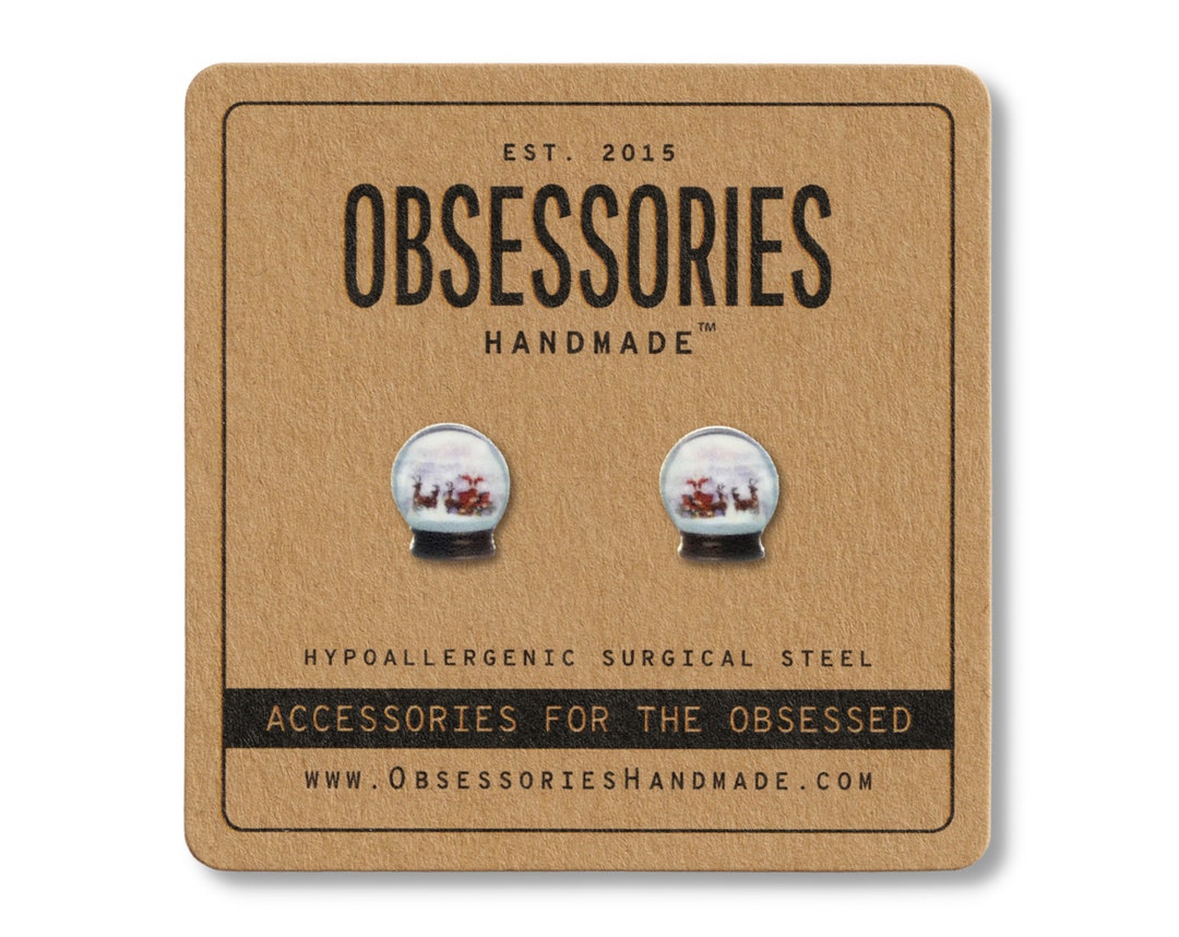 Snow Globe Jewelry Snowglobe Christmas Stud Earrings Post Christmas