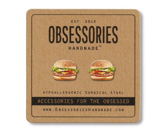 Hamburger Earrings Stud Burger Earrings Cheeseburger Miniature Food Earrings Mini Food Stud Earrings Hamburger Gift For Her Foodie Gift Idea