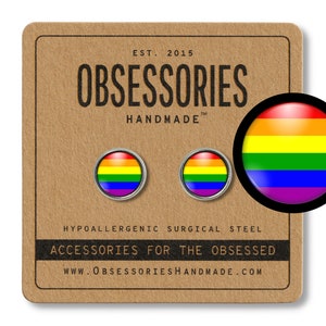 Orecchini arcobaleno Orecchini a bottone arcobaleno Post Gioielli arcobaleno Gioielli bandiera arcobaleno LGBT Lesbiche Gay Pride Bisessuale Transgender Regalo arcobaleno