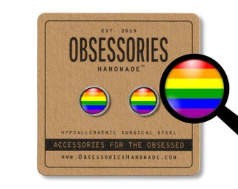 Pendientes arcoíris, pendientes de botón arcoíris, joyería arcoíris, joyería con la bandera arcoíris, regalo arcoíris para personas LGBT, lesbianas, gays, del orgullo bisexual y transgénero