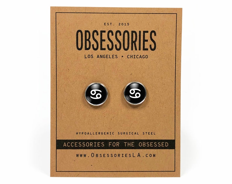 Cancer Zodiac Earrings 69 Zodiac Sign Earrings Zodiac Symbol Etsy