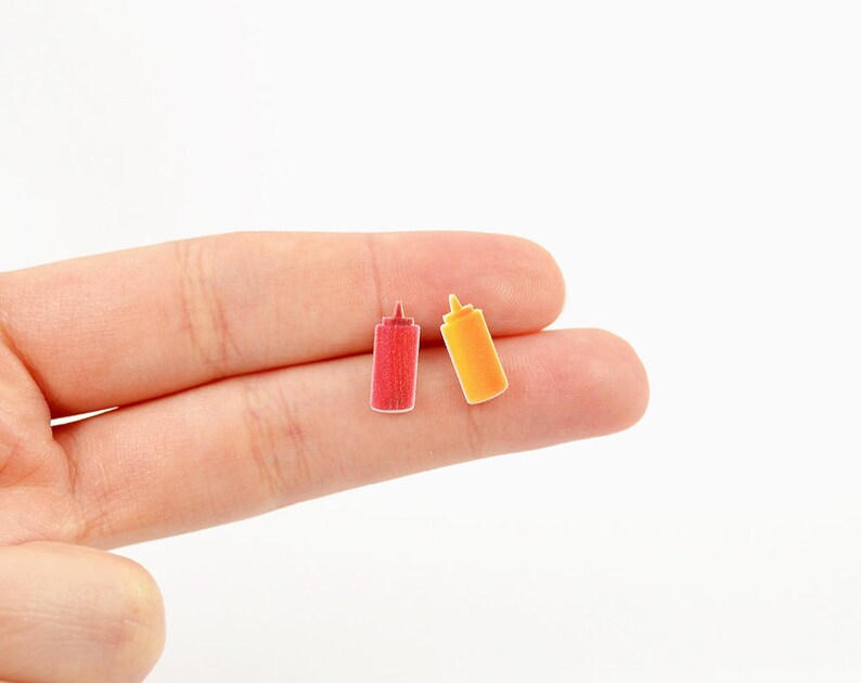 Ketchup & Mustard Stud Earrings Jewelry BBQ Barbecue Hamburger Etsy