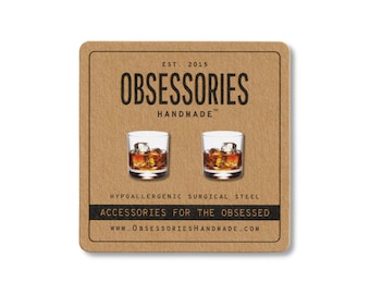 Whiskey Earring Alcoholic Earring Alcoholic Drink Earring Stud Earring Whiskey Jewelry Whiskey Gift Whiskey Lover Gift Bourbon Liquor Scotch