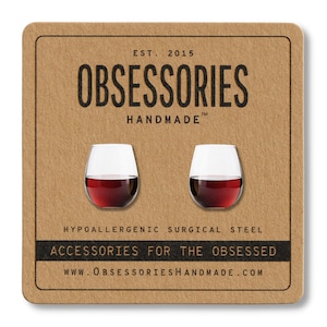 Red Wine Earrings Stemless Wine Glass Earrings Wine Stud Earrings Wine Jewelry Wine Gift For Wine Lover Gift For Wine Drinker Gift For Her