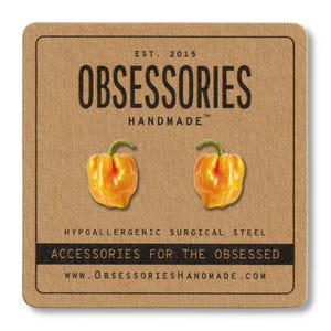 Habanero Pepper Earrings Mini Food Earrings Hot Pepper Stud Earrings Chili Pepper Jewelry Spicy Pepper Gift Spicy Gift Spicy Food Lover Gift