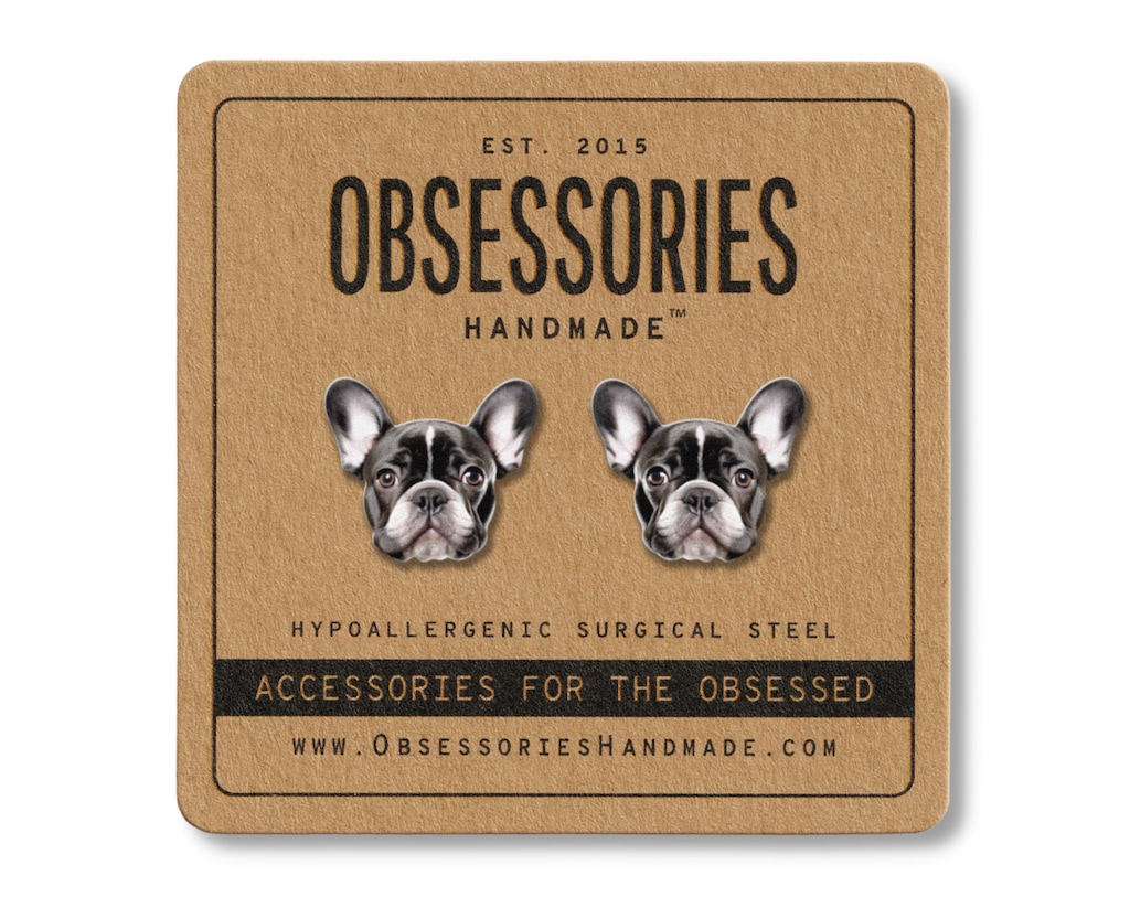 Orecchini A Cerchio Con Bulldog Francese In Argento Sterling 925 - Leggeri E Ipoallergenici, Regalo Per Amanti Dei Cani