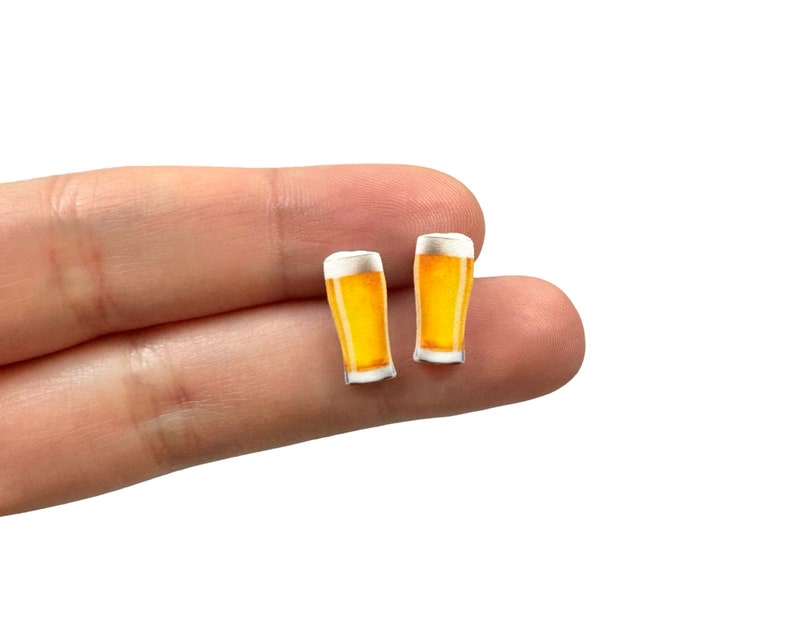 Beer Earrings Alcohol Earrings Drink Earrings Beer Stud Earrings Beer Jewelry Craft Beer Gifts For Her Drinking Gift For Beer Lover Gift image 3