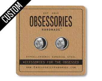 Custom Moon Phase Earrings Moon Earrings Phase Stud Earrings Moon Studs Phase Jewelry Moon Jewelry Date Birthday Wedding Anniversary Gift