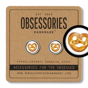 Pretzel Jewelry Pretzel Gift Junk Food Earrings Food Stud Earrings Post Food Jewelry Oktoberfest Beer & Bread Soft Baked Salted Cheese Dip