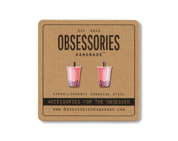 Strawberry Boba Earrings Boba Tea Earrings Kawaii Earrings Kawaii Stud Earrings Kawaii Jewelry Boba Gift Boba Tea Gift Bubble Tea Gift Idea