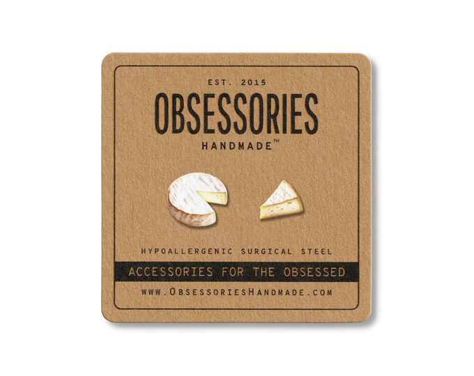 Brie Cheese Earrings Miniature Food Earrings Soft Cheese Stud Earrings Food Studs Cheese Jewelry Cheese Gift For Cheese Lover Gift For Her