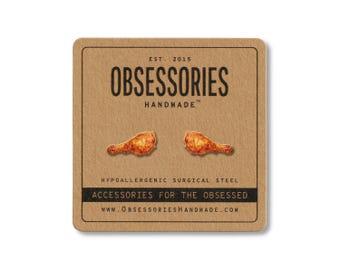 Fried Chicken Earrings Miniature Food Earrings Chicken Stud Earrings Mini Food Studs Chicken Jewelry Chicken Gift Chicken Lover Drumstick