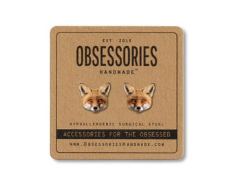 Red Fox Earrings Wild Animal Earrings Orange Fox Stud Earrings Forest Animal Studs Fox Jewelry Fox Gift For Fox Lover Gift Woodland Creature