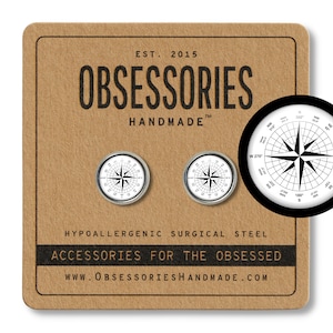 Compass Earrings Travel Stud Earrings Compass Jewelry Compass Gift Hiking Nautical Sailor Sailing Traveler Explorer Wanderlust Wander Lust