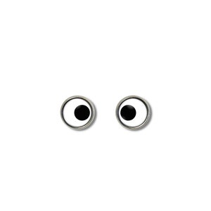 May include: Two googly eyes with black pupils and white irises, set against a white background.