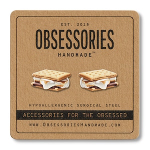Smore Earrings Marshmallow Earrings Camping Earrings Summer Earrings Miniature Food Earrings Food Stud Earrings Jewelry Smore Gift For Her