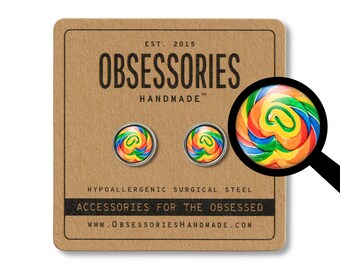 Rainbow Lollipop Earrings Rainbow Earrings Studs Candy Earrings Rainbow Stud Earrings Candy Stud Earrings Candy Jewelry Gay Pride Earrings