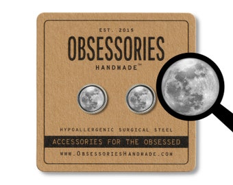 Moon Earrings Full Moon Stud Earrings Post Moon Jewelry Moon Phase Earrings I Love You To The Moon And Back Moon Gift Outer Space Planet
