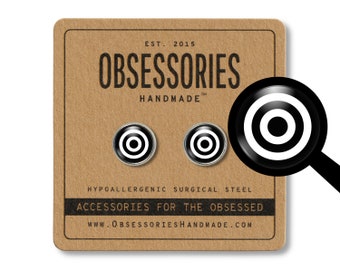 Bullseye Target Geometric Earrings Studs Black Circle Earrings Geometric Stud Earrings Small Circle Stud Earrings Archery Gift Archer Gift