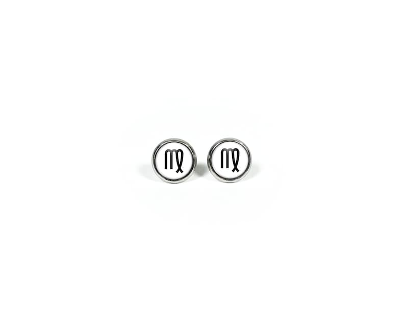 Virgo Earrings Virgo Zodiac Sign Symbol Zodiac Earrings Zodiac Stud Earrings Post Virgo Jewelry Zodiac Jewelry Virgo Birthday Gift Astrology