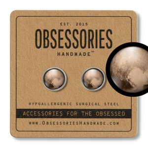 Pluto Jewelry Planet Earrings Planet Stud Earring Post Planet Jewelry Solar System Outerspace Outer Space Astronomy Astronomer Science Heart