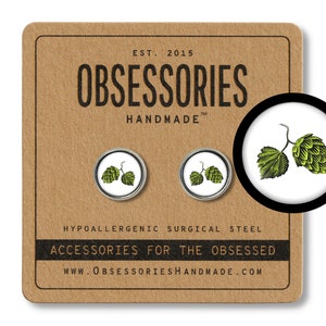 Hops Earrings Stud Earrings Hops Jewelry Hops Gift Craft Beer Earrings Beer Jewelry Beer Gift Craft Brew Brewery Brewer Beer Making Tasting