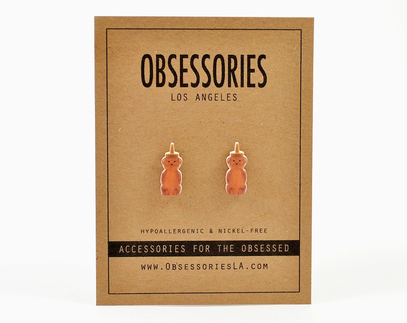 Honey Bear Bottle of Honey Pot of Honey Earrings Stud Earrings Etsy