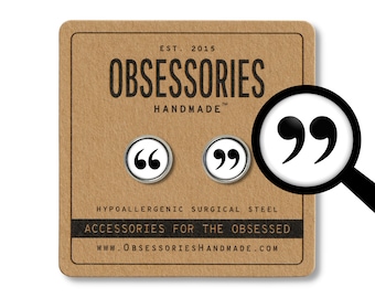 Quotation Mark Quote Earrings Quote Stud Earrings Favorite Quote Jewelry Quotation Jewelry Book Earrings Book Studs Book Jewelry Book Lover
