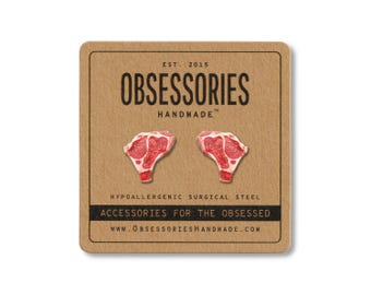 Pendientes de bistec Pendientes de comida Pendientes de botón de comida Regalo de bistec Regalo para amantes del bistec Regalo de carne Regalo para amantes de la carne Regalo para carnívoros Regalo de barbacoa Regalo para amantes de la barbacoa