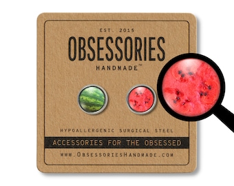 スイカのイヤリング 夏のフルーツのイヤリング 手作りフルーツスタッドイヤリング スイカスタッド スイカジュエリー フルーツジュエリー スイカギフト