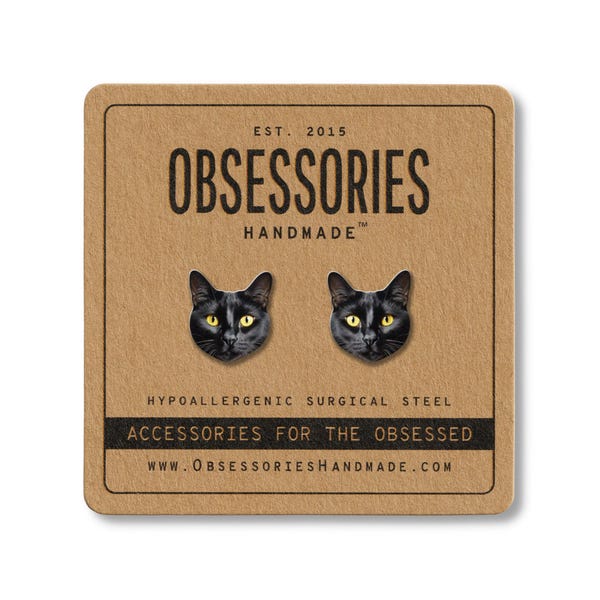 Black Cat Earrings Halloween Earrings Cat Stud Earrings Halloween Studs Cat Jewelry Cat Gifts For Cat Lovers Gift Halloween Gift For Women
