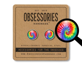 Tie Dye Schmuck Regenbogen Tie Dye Ohrringe Hippie Ohrringe Hippie Ohrstecker Post Hippie Schmuck Tiedye Swirl Tie Dye Geschenk Hippie