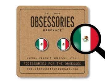 Mexican Flag Jewelry Mexican Earrings Mexican Stud Earrings Mexico Flag Mexican Pride Latina Latino Chingona Mexican American Immigrant Gift
