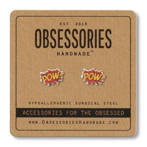 Pow Earrings Stud Earrings Pow Jewelry Pow Accessories Comic Book Earrings Book Jewelry Book Accessories Superhero Super Hero Book Gift Idea
