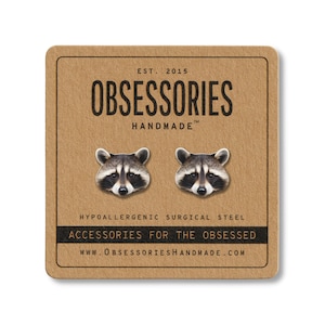 Raccoon Earrings Animal Stud Earrings Raccoon Jewelry Cute Raccoon Gifts Racoon Gift For Raccoon Lover Gift Racoon Lover Raccoon Mom Gift