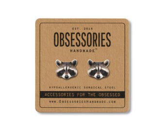 Raccoon Earrings Animal Stud Earrings Raccoon Jewelry Cute Raccoon Gifts Racoon Gift For Raccoon Lover Gift Racoon Lover Raccoon Mom Gift