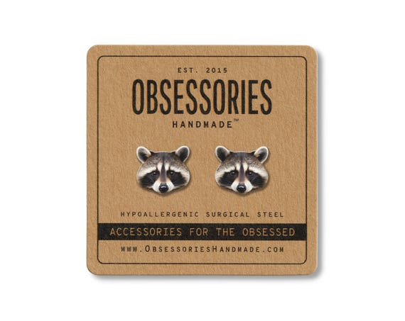 Raccoon Earrings Animal Stud Earrings Raccoon Jewelry Cute Raccoon Gifts Racoon Gift For Raccoon Lover Gift Racoon Lover Raccoon Mom Gift