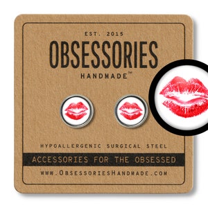 Rode kus oorbellen Valentijnsdag oorbellen Rode lip oorbellen Kiss oorbellen dagstekers Lipstekers rode lippenstift Mark Day cadeau Vday