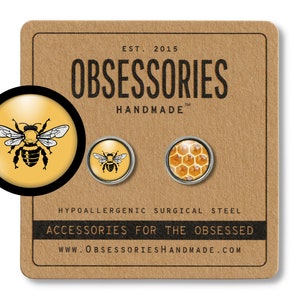 Honey Bee Earrings Bee Stud Earrings Bee Jewelry Bee Gift Honeybee Earrings Honeycomb Earrings Honeycomb Jewelry Honey Comb Earrings Insect