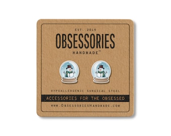 Snowglobe Earring Snow Globe Earring Snowman Earring Snow Man Earring Christmas Earring Holiday Earring Christmas Stud Earring Holiday Studs