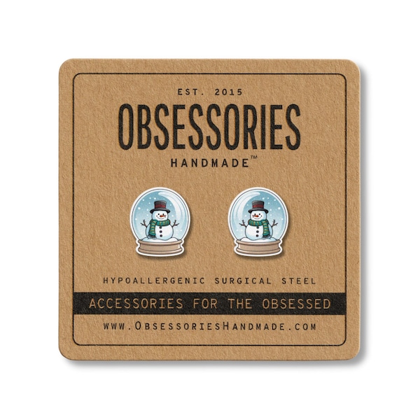 Snowglobe Earring Snow Globe Earring Snowman Earring Snow Man Earring Christmas Earring Holiday Earring Christmas Stud Earring Holiday Studs