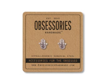 Pendientes Hamsa, pendientes de botón, postes de joyería Hamsa, accesorios, la mano de Fátima, palma de Miriam, protección, amuleto del mal de ojo, tatuaje de henna, regalo Hamsa