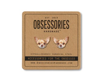 Pendientes de chihuahua Taza de té Pendientes de perro chihuahua Pendientes de botón para perro Joyería chihuahua Regalo chihuahua Regalo para mamá chihuahua Regalo para mamá perruna