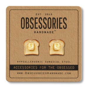 Buttered Toast Earrings Bread Earrings Bread Stud Earrings Bread & Butter Toast Jewelry Bread Jewelry Toast Gift Bread Gift Bread Lover Gift